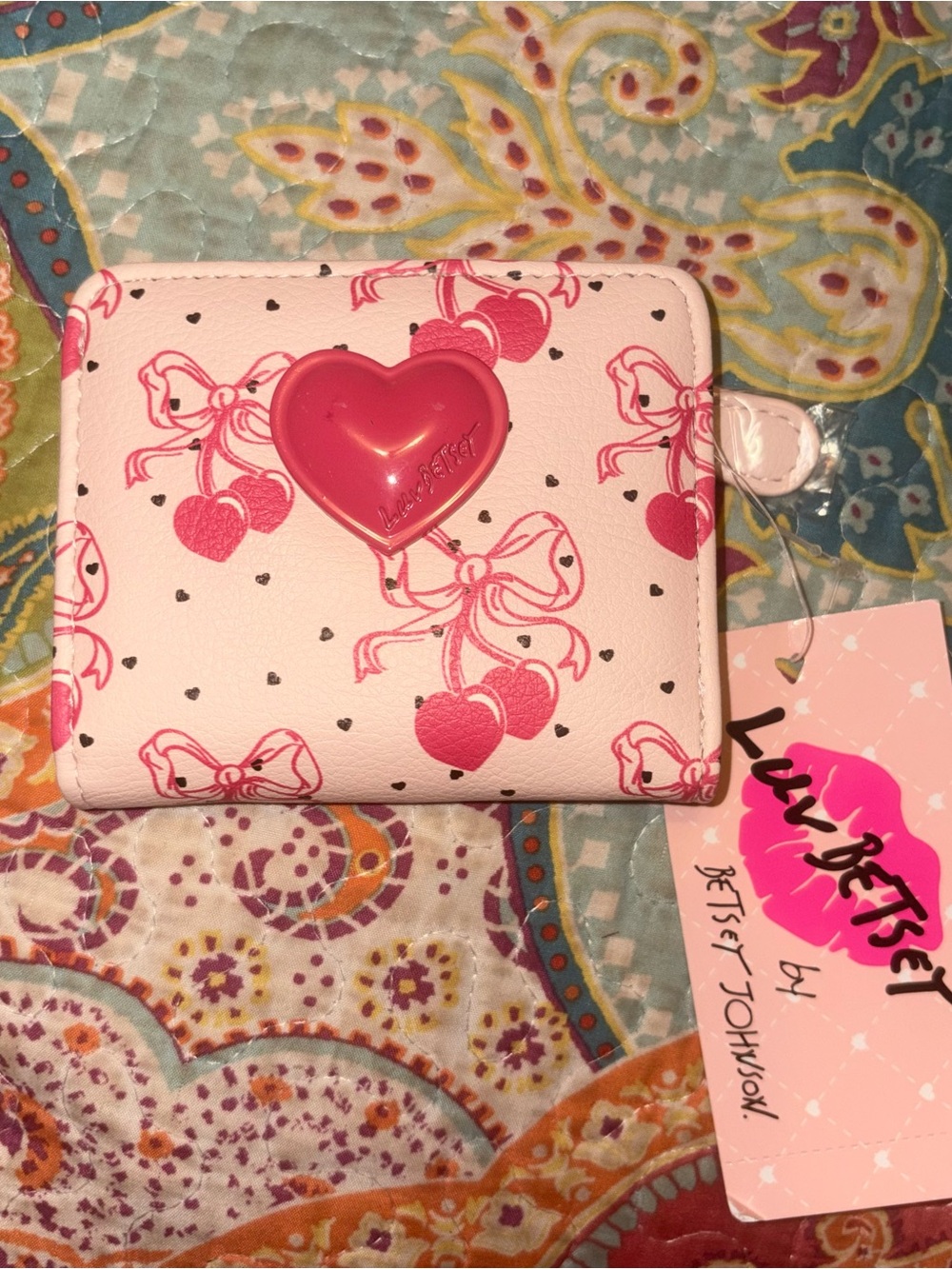 Luv Betsey Pink Heart Cherry Wallet by Betsey Johnson